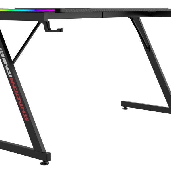 Herný stôl SHADOW GAMER 2.0 140 cm LED RGB čierny