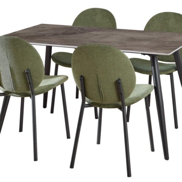 Jídelní set Wicklow 140 cm šedý mramor/zelený