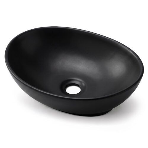 Keramické umyvadlo na desku OVALIS 41 cm matné černé Keramické umyvadlo na desku OVALIS 41 cm matné černé