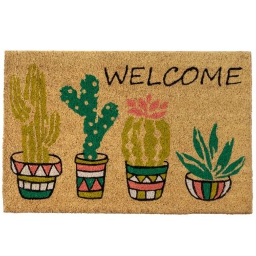 Kokosová rohožka Cactus 60x40 cm hnědá/vícebarevná Kokosová rohožka Cactus 60x40 cm hnědá/vícebarevná
