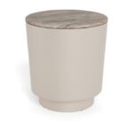 Konferenční stolek Cangas 45 cm béžový mat/hnědý mramor lesk