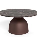 Konferenční stolek Ferrol 80 cm hnědý mat/mramor cocoa lesk