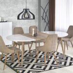 Oválny rozkladací jedálenský stôl Edward 120/200 cm biely/dub San remo