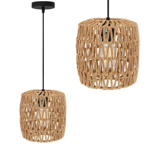 Závesná lampa La Belle Boho V čierna/hnedá Závesná lampa La Belle Boho V čierna/hnedá
