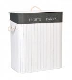 Bambusový kôš na bielizeň 100 l Lights Dark bielo-sivý
