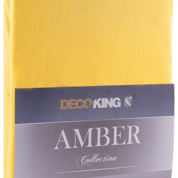 Bavlnené jersey prestieradlo s gumou DecoKing Amber žlté