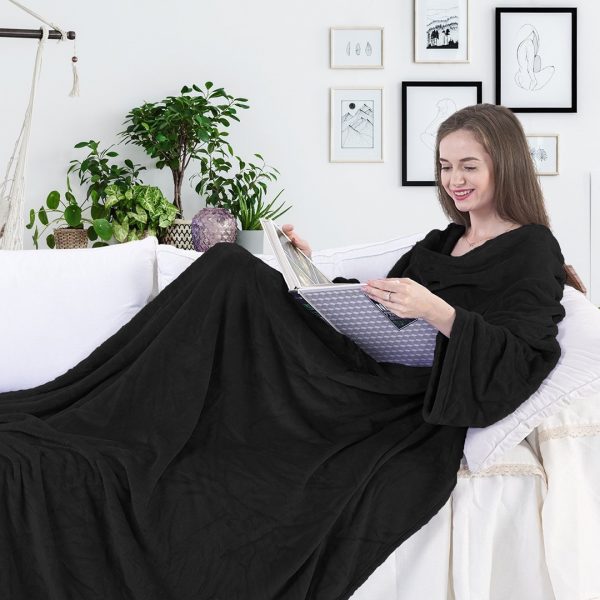 Deka s rukávmi DecoKing Lazy čierna
