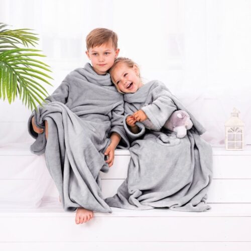 Detská deka s rukávmi DecoKing Lazy sivá Detská deka s rukávmi DecoKing Lazy sivá