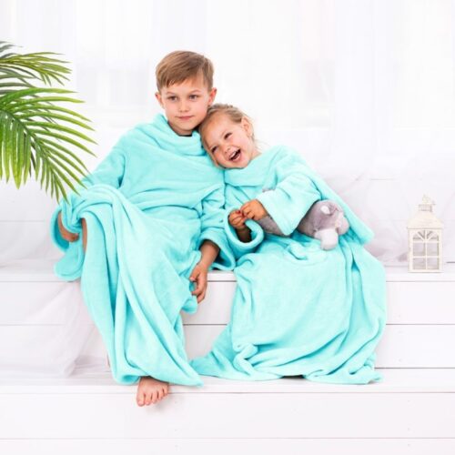 Detská deka s rukávmi DecoKing Lazy tyrkysová Detská deka s rukávmi DecoKing Lazy tyrkysová