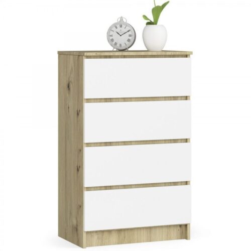 Komoda Kuba 60 cm - 4 zásuvky dub artisan/biela Komoda Kuba 60 cm - 4 zásuvky dub artisan/biela