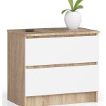 Komoda Kuba 60 cm - 2 zásuvky dub sonoma/biela
