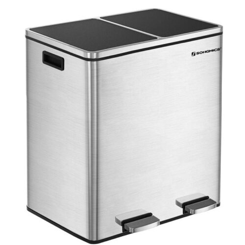 Odpadkový kôš s vekom JORDAN 2x30 l strieborný Odpadkový kôš s vekom JORDAN 2x30 l strieborný