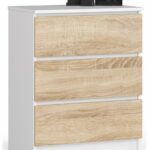Komoda Kuba 60 cm - 3 zásuvky biela/sonoma