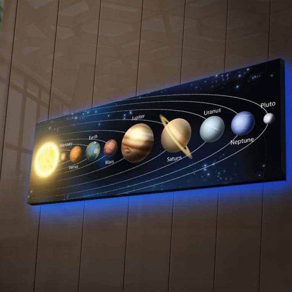 Obraz s led osvětlením Planety 90x30 cm