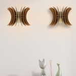 Sada 2 nástěnných lamp Vol ořech