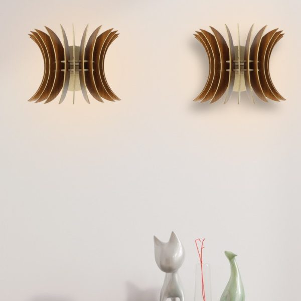 Sada 2 nástěnných lamp Vol ořech