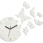 3D nalepovacie hodiny Butterflies biele