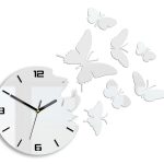 3D nalepovacie hodiny Butterfly biele