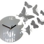 3D nalepovacie hodiny Butterfly sivé