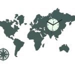 3D nalepovacie hodiny Continents šedé