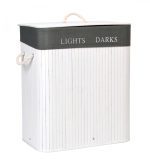 Bambusový kôš na bielizeň 100 l Lights Dark bielo-sivý