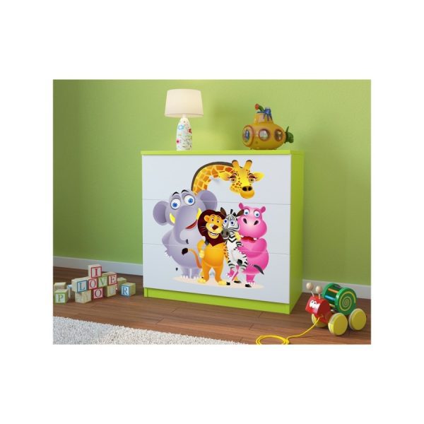 Komoda Babydreams 80 cm ZOO zelená