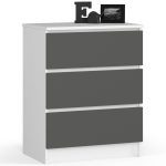 Komoda Kuba 60 cm - 3 zásuvky biela/grafitová