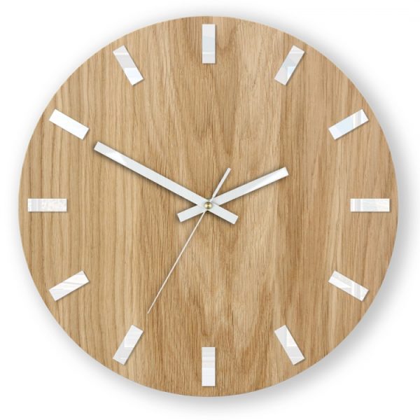Nástenné hodiny Simple Oak hnedo-biele