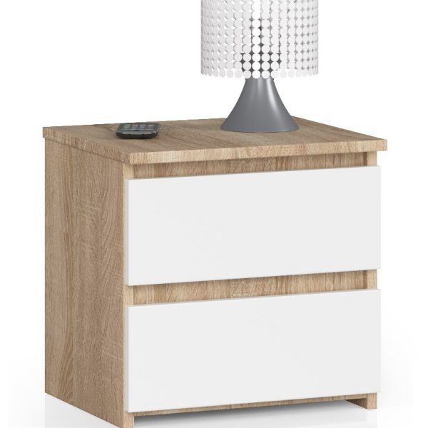 Nočný stolík CL2 40 cm dub sonoma/biely