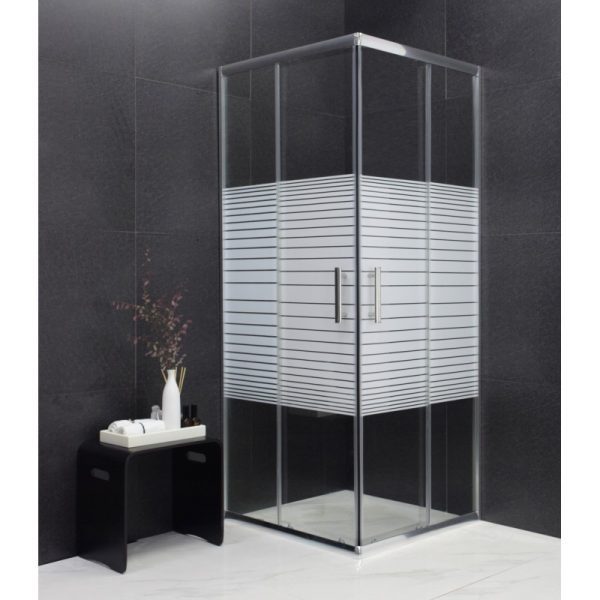 Sprchovací kút MEXEN RIO transparentný / prúžky 80x80 cm