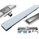 Odvodňovací žľab MEXEN FLAT 60 cm - biele sklo
