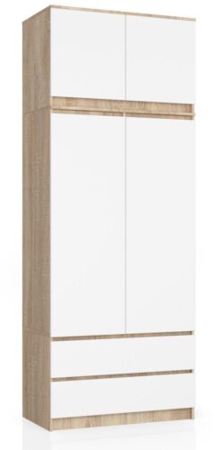 Šatníková skriňa s nadstavcom Star 90 cm dub sonoma/biela Šatníková skriňa s nadstavcom Star 90 cm dub sonoma/biela