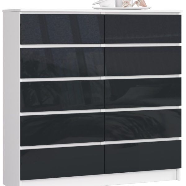 Komoda Kuba 120 cm biela/grafitová