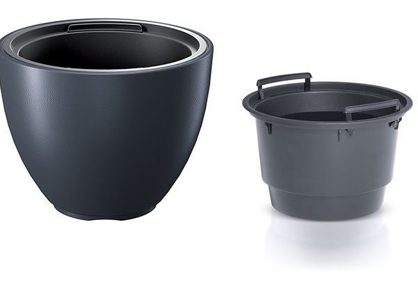 Plastový kvetináč s vložkou HEOS II antracitový
