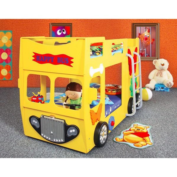 Artplast Detská poschodová posteľ HAPPY BUS | žltý