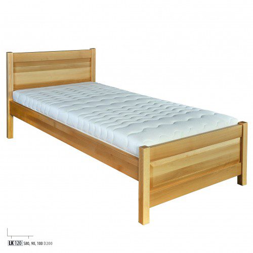 Drewmax Jednolôžková posteľ - masív LK120 | 90 cm buk Morenie: Gray