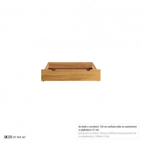 Drewmax Úložný box pod posteľ - masív LK270 | dub Farba: Dub brendy Drewmax Úložný box pod posteľ - masív LK270 | dub Farba: Dub brendy
