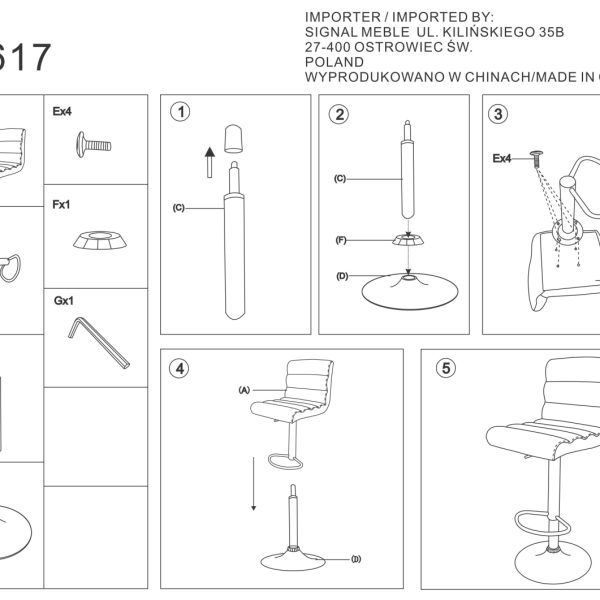 Signal Barová stolička C-617 | sivá