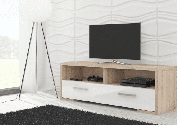 WIP TV STOLÍK ROMA lesk Farba: Biela / čierny lesk WIP TV STOLÍK ROMA lesk Farba: Biela / čierny lesk