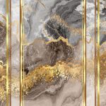 Koberec Marble Frame 80x200 cm sivý/zlatý