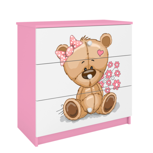 Komoda Babydreams 80 cm medveď s kvetmi ružová Komoda Babydreams 80 cm medveď s kvetmi ružová