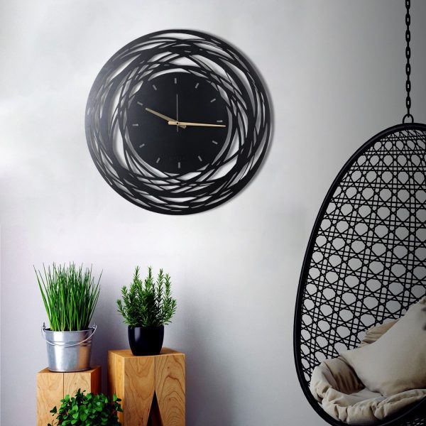 Nástenné hodiny Lines 50 cm čierne