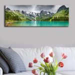 Obraz s LED osvetlením JAZERO V HORÁCH 5 30 x 90 cm