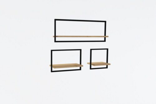 Sada 3 nástenných políc Yeso čierna/hnedá Sada 3 nástenných políc Yeso čierna/hnedá