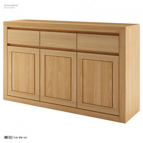 Drewmax Komoda - masív KD302 / dub Farba: Dub prírodný Drewmax Komoda - masív KD302 / dub Farba: Dub prírodný
