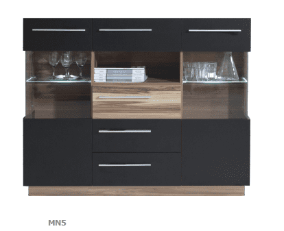 Meblar  Komoda MONSUN MN5 Farba: Orech batimore/biely lux