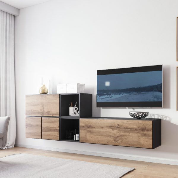 ArtCam Obývacia stena ROCO 9 roco: korpus biely mat / okraj biely mat / dvierka biely mat