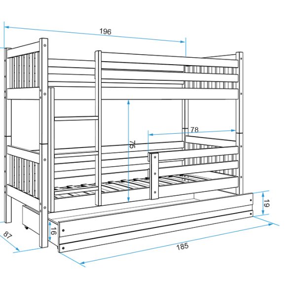 BMS Poschodová detská posteľ CARINO | 80 x 190 cm Farba: biela / zelená