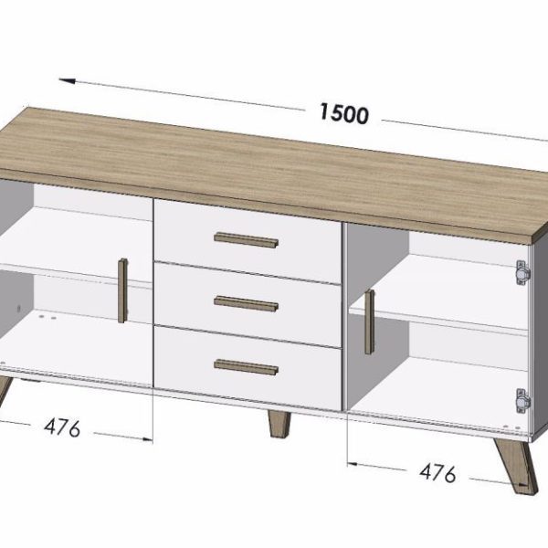 ArtCam Komoda LOTTA 2D3S | 150 cm