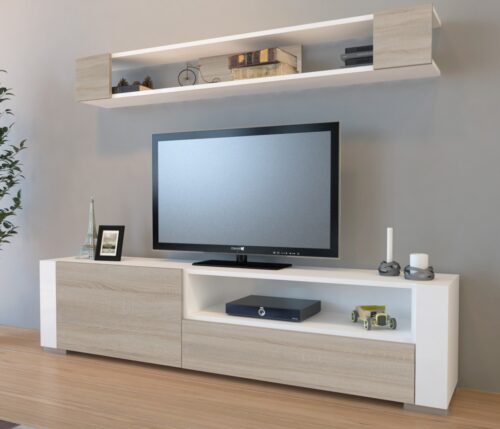 Obývacia stena Arya 180 cm biela/hnedá Obývacia stena Arya 180 cm biela/hnedá